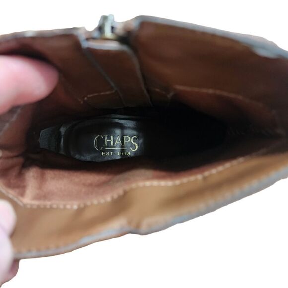 Chaps brown round toe zip ankle boots Sz 9 - Picture 2 of 4